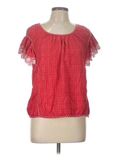 Pre-owned Max Studio Short Sleeve Blouse In Red