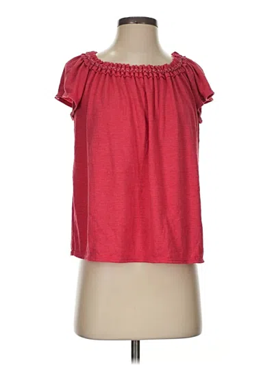 Pre-owned Max Studio Short Sleeve Blouse In Red
