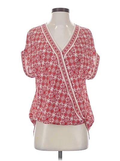Pre-owned Max Studio Short Sleeve Blouse In Red