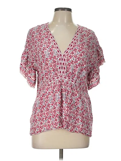 Pre-owned Max Studio Short Sleeve Blouse In Red