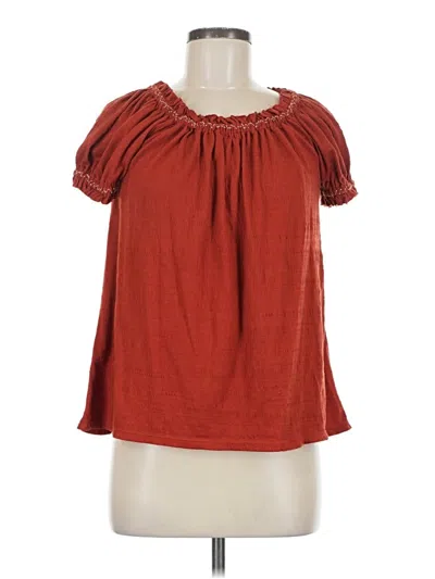 Pre-owned Max Studio Short Sleeve Blouse In Red