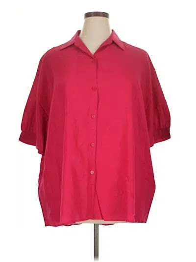 Pre-owned Max Studio Short Sleeve Blouse In Red