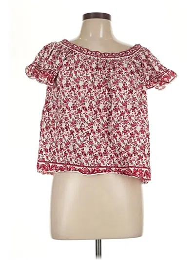 Pre-owned Max Studio Short Sleeve Blouse In Red