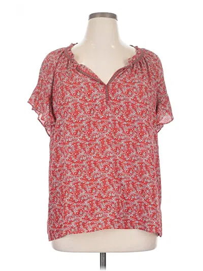 Pre-owned Max Studio Short Sleeve Blouse In Red