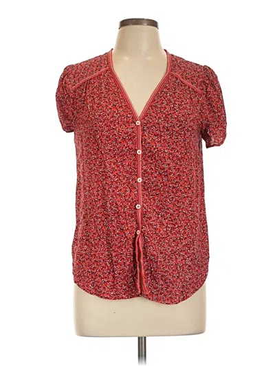 Pre-owned Max Studio Short Sleeve Blouse In Red