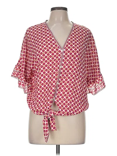Pre-owned Max Studio Short Sleeve Blouse In Red