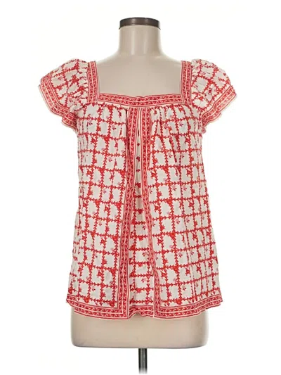Pre-owned Max Studio Short Sleeve Blouse In Red