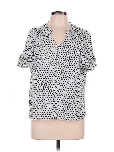Pre-owned Max Studio Short Sleeve Blouse In Silver