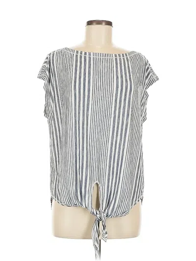 Pre-owned Max Studio Short Sleeve Blouse In Silver