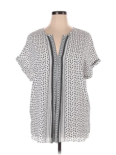 Pre-owned Max Studio Short Sleeve Blouse In Silver