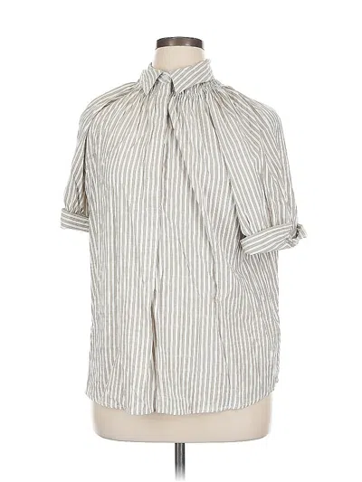 Pre-owned Max Studio Short Sleeve Blouse In Silver