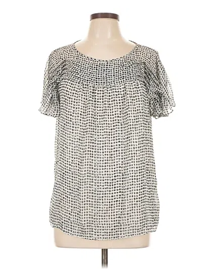 Pre-owned Max Studio Short Sleeve Blouse In Silver