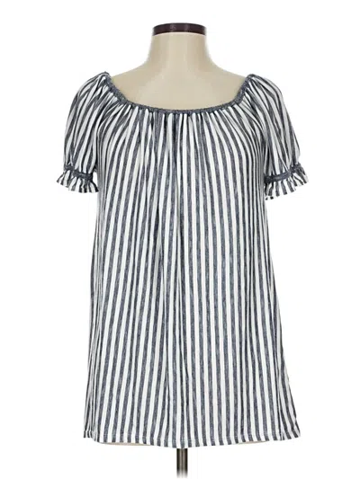 Pre-owned Max Studio Short Sleeve Blouse In Silver