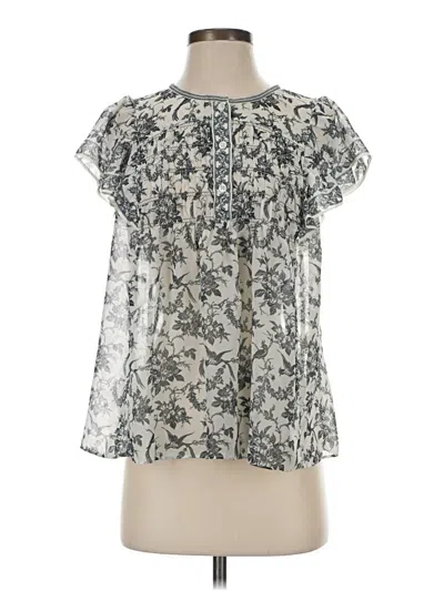 Pre-owned Max Studio Short Sleeve Blouse In Silver