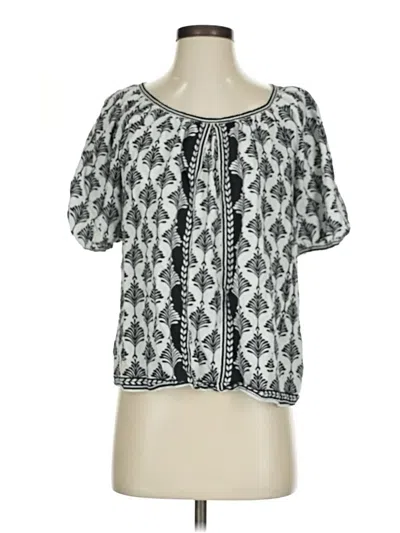 Pre-owned Max Studio Short Sleeve Blouse In Silver