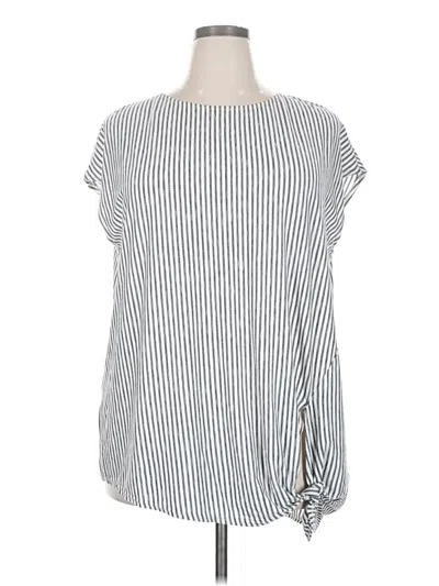 Pre-owned Max Studio Short Sleeve Blouse In Silver