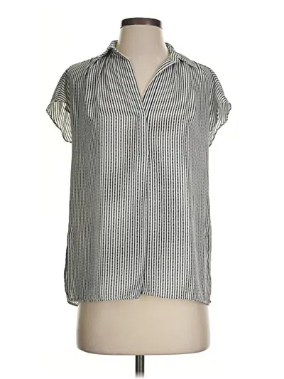 Pre-owned Max Studio Short Sleeve Blouse In Silver