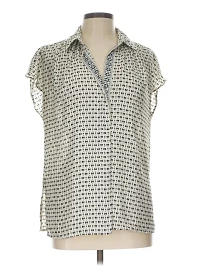 Pre-owned Max Studio Short Sleeve Blouse In Silver