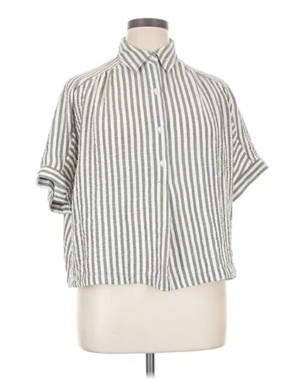 Pre-owned Max Studio Short Sleeve Blouse In Silver