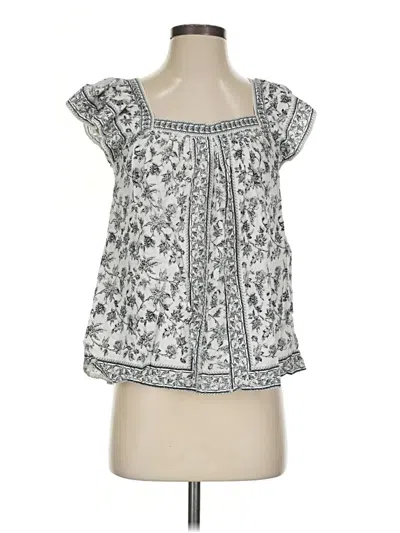 Pre-owned Max Studio Short Sleeve Blouse In Silver