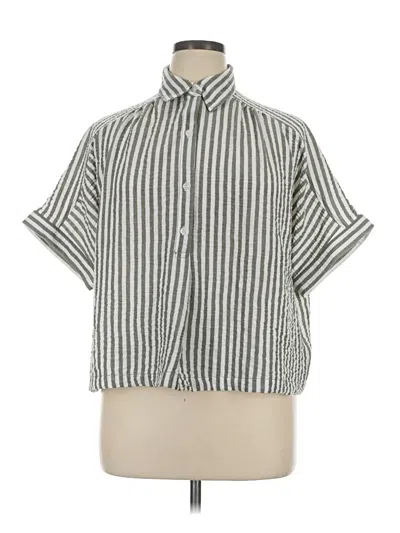 Pre-owned Max Studio Short Sleeve Blouse In Silver