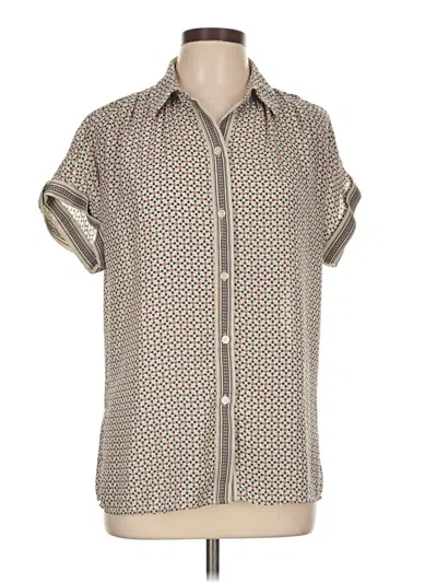 Pre-owned Max Studio Short Sleeve Blouse In Tan