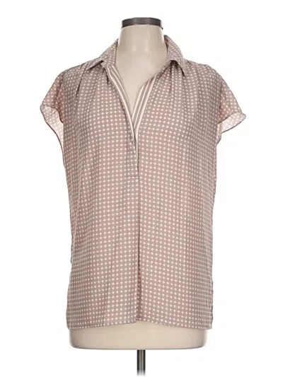 Pre-owned Max Studio Short Sleeve Blouse In Tan