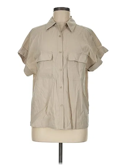 Pre-owned Max Studio Short Sleeve Blouse In Tan