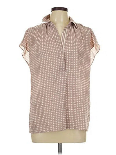 Pre-owned Max Studio Short Sleeve Blouse In Tan