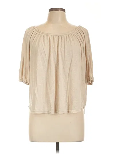 Pre-owned Max Studio Short Sleeve Blouse In Tan
