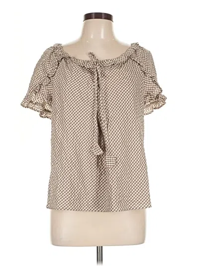 Pre-owned Max Studio Short Sleeve Blouse In Tan