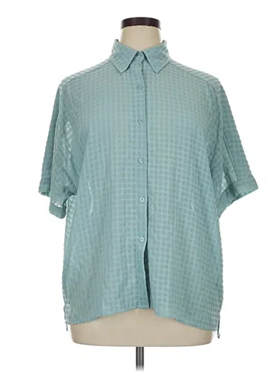 Pre-owned Max Studio Short Sleeve Blouse In Teal