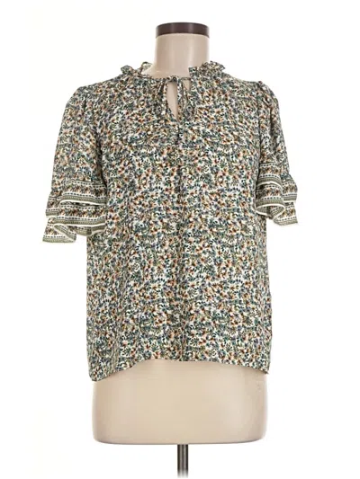 Pre-owned Max Studio Short Sleeve Blouse In Teal