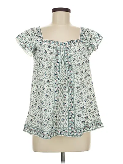 Pre-owned Max Studio Short Sleeve Blouse In Teal