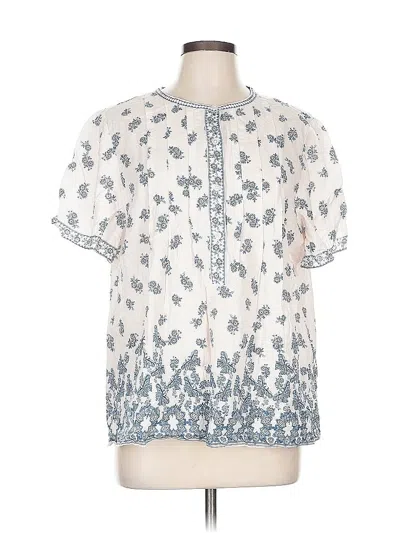 Pre-owned Max Studio Short Sleeve Blouse In White