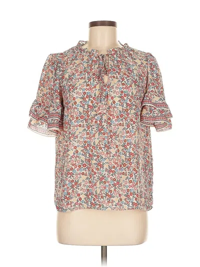 Pre-owned Max Studio Short Sleeve Blouse In White