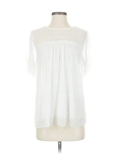 Pre-owned Max Studio Short Sleeve Blouse In White