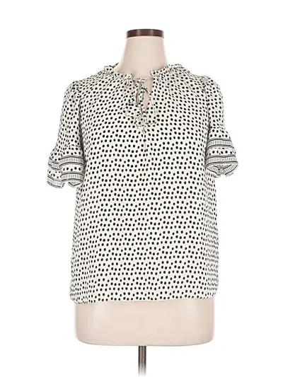 Pre-owned Max Studio Short Sleeve Blouse In White