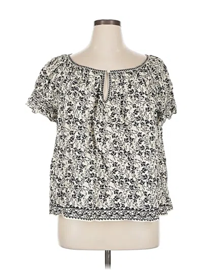 Pre-owned Max Studio Short Sleeve Blouse In White