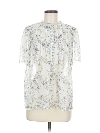 Pre-owned Max Studio Short Sleeve Blouse In White