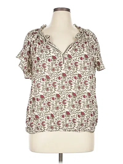 Pre-owned Max Studio Short Sleeve Blouse In White