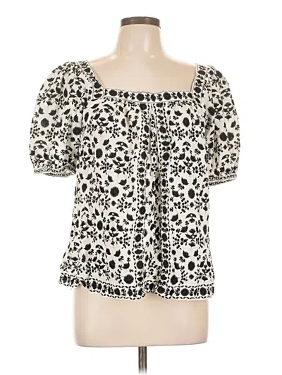 Pre-owned Max Studio Short Sleeve Blouse In White