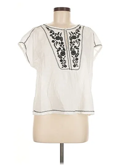 Pre-owned Max Studio Short Sleeve Blouse In White