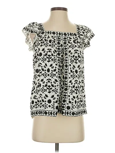 Pre-owned Max Studio Short Sleeve Blouse In White