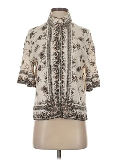 Pre-owned Max Studio Short Sleeve Blouse In White