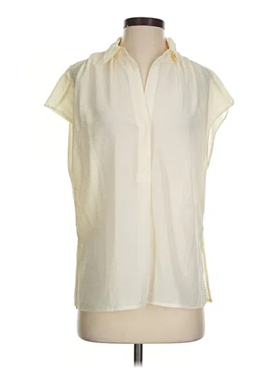 Pre-owned Max Studio Short Sleeve Blouse In White