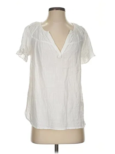 Pre-owned Max Studio Short Sleeve Blouse In White