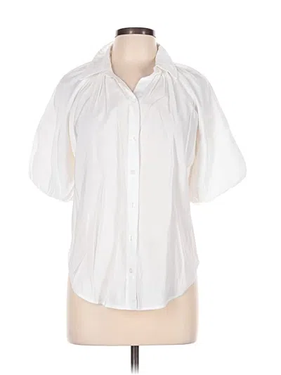 Pre-owned Max Studio Short Sleeve Blouse In White
