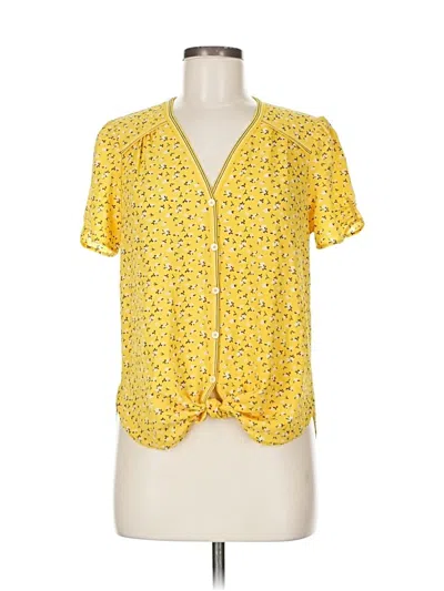 Pre-owned Max Studio Short Sleeve Blouse In Yellow