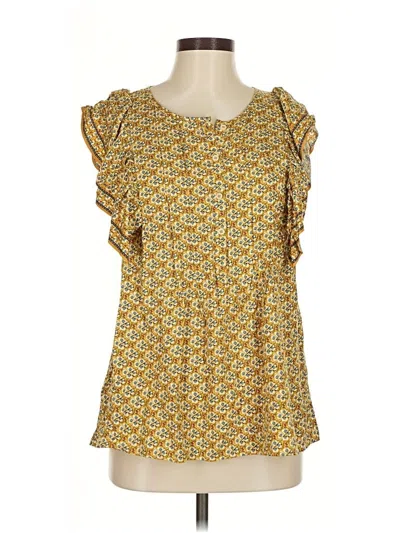 Pre-owned Max Studio Short Sleeve Blouse In Yellow